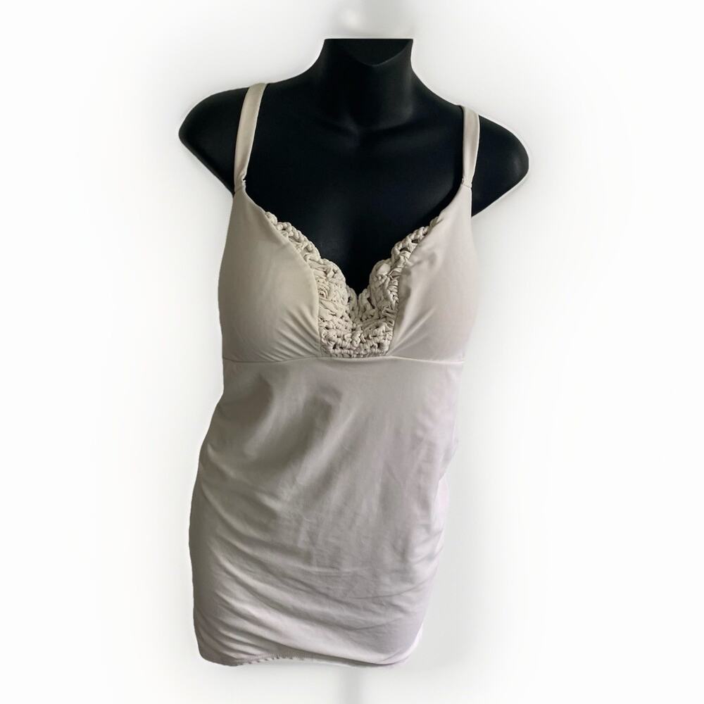 Cacique Swim 42D Balconette Tankini Top Coquette Underwire Molded Cups Pin Up